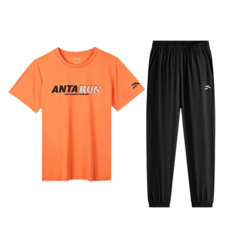 安踏童装男童套装速干短袖长裤