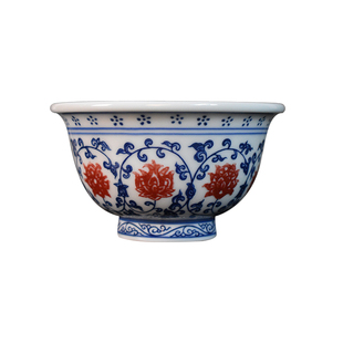 景德镇陶瓷青花釉里红经典缠枝莲小号压手杯功夫茶杯家用主人杯