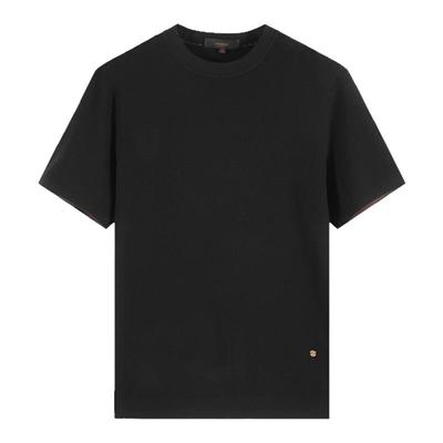 【针织羊毛T恤】DIDIBOY2025年秋季新款男士黑色圆领套头短袖衣服