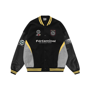 FDR官方店 徽章撞色棒球服外套男女秋冬季美式运动情侣装上衣夹克