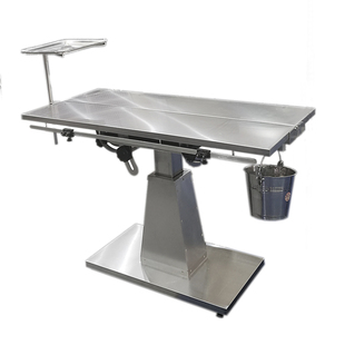 立柱式电动升降恒温手术台V型台面 动物加温手术台 台面可倾斜