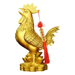 铜公鸡摆件黄铜生肖鸡金钱鸡福字鸡大号家居店铺装饰品送礼元宝鸡