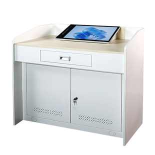 鑫诚意多媒体讲台钢制多功能教室讲桌学校老师演讲台校园教学讲桌