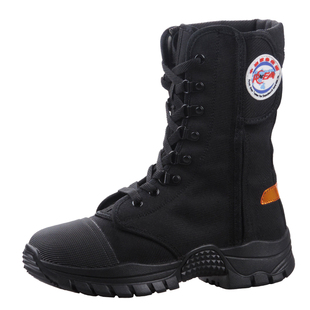 黑色作战训靴男轻便防滑消防抢险救援靴比武爬绳耐磨消防员训练靴