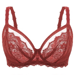 【Scarlett】遐性感镂空三角杯本命年红色内衣女显瘦大胸显小文胸