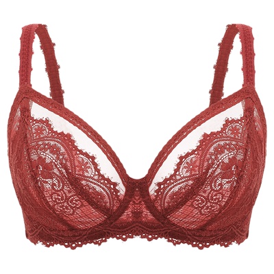 【Scarlett】遐性感镂空三角杯本命年红色内衣女显瘦大胸显小文胸