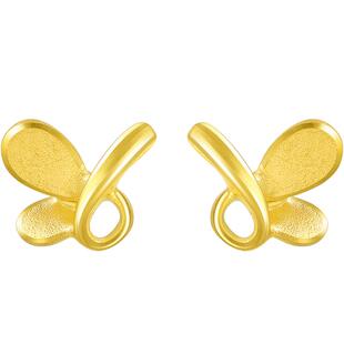周生生黄金蝴蝶耳环足金耳钉黄金耳饰金饰68732E