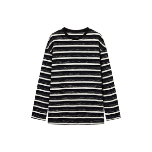 [商场同款]TKY SHOP棉感条纹T恤25春新款女宽松上衣10I1NA05C020