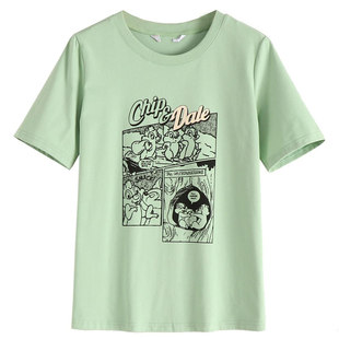 趣味卡通动漫印花弹力棉减龄百搭直筒短袖T恤春夏装品牌折扣女装