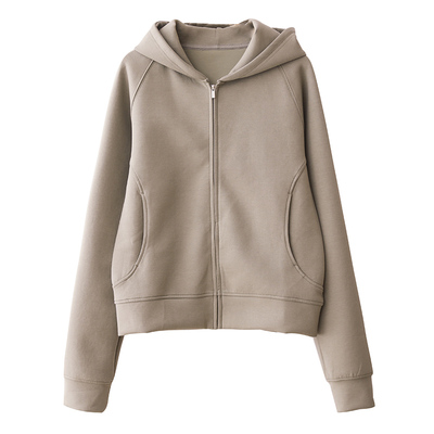 小耳出品棉混纺连帽拉链卫衣外套