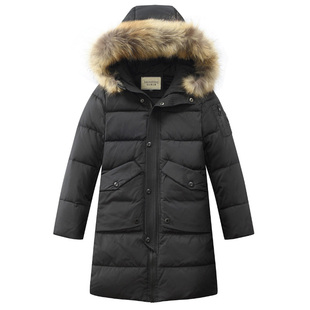 8-9-10-11岁小学生男孩冬天羽绒服儿童中长款白鸭绒外套7男童冬装