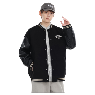 刺绣拼色棒球服外套男士秋冬季潮牌美式痞帅青少年男款宽松夹克