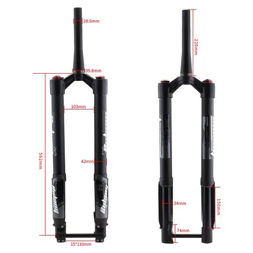 bolany山地车自行车前叉倒叉自行车避震气叉26-29寸桶轴15*110