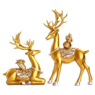 中式百财福鹿招财摆件客厅电视柜酒柜玄关装饰品新房乔迁送人礼物