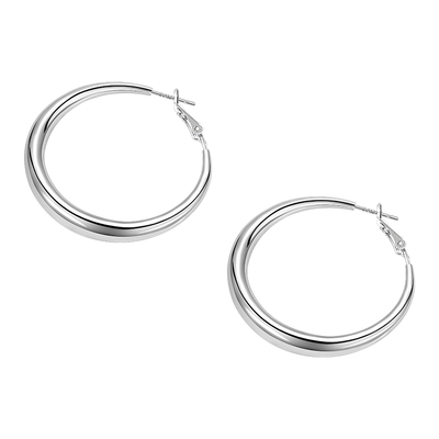 LNIEERS925银针简约轻奢素圈耳环