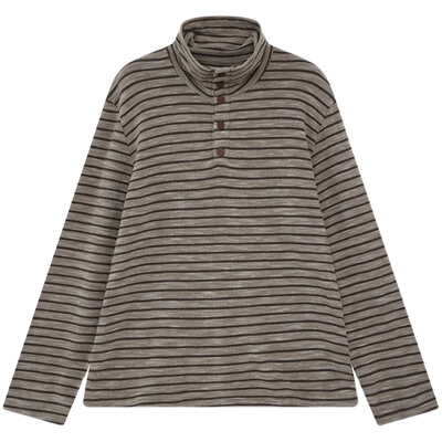 物理少年条纹立领长袖T恤