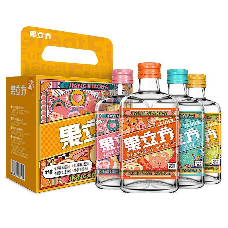 江小白插画版果立方168ml*4瓶混合水果味高颜值低度果酒