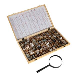 【四年级】矿物岩石标本盒小学科学四年级下册地理石头岩石化石观察学具花岗岩矿物和与云母岩岩石标本教具