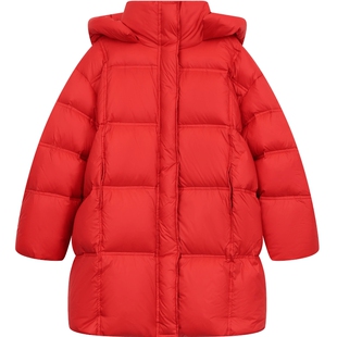 【超高充绒】ei童装女童中长款保暖羽绒服中大童红色喜庆过年服