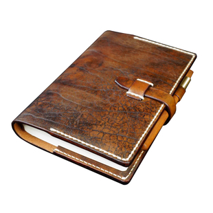 手工记事本头层植鞣牛皮笔记本复古擦色日记本真皮手账加厚A5书衣