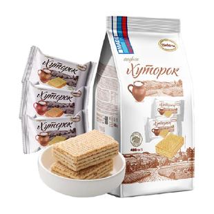 进口阿孔特小农庄奶香原味威化饼干网红俄罗斯零食糕点