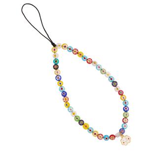 琼睿新款设计彩色千花琉璃白色手机链挂件绳手腕链子串珠手机挂绳超精致手机壳挂件手机链条相机挂饰品高级女