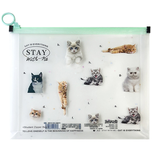 晨光全是喵宝琳娜拉边袋原田治资料袋高颜值卡通小清新学生用试卷袋PP收纳袋少女学生文具透明新款文件袋