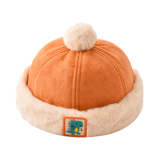 宝宝帽子秋冬款婴儿帽可爱超萌毛绒瓜皮帽男童女童保暖雅痞地主帽