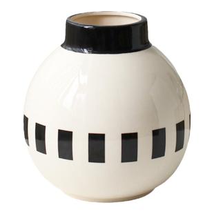 法式中古风陶瓷仿真花瓶小摆件高档黑白艺术家居客餐厅插花器摆设