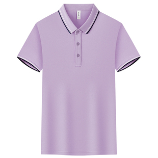 高端桑蚕丝polo衫工作服定制印logo紫色团体文化衫展会短袖t恤女