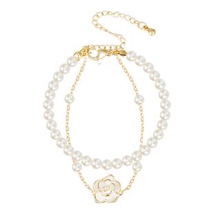 双层山茶花珍珠手链女叠戴小众设计高级感手饰2026年新款气质配饰