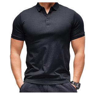 夏季运动休闲polo衫翻领弹力短袖T恤透气速干健身衣男宽松教练服