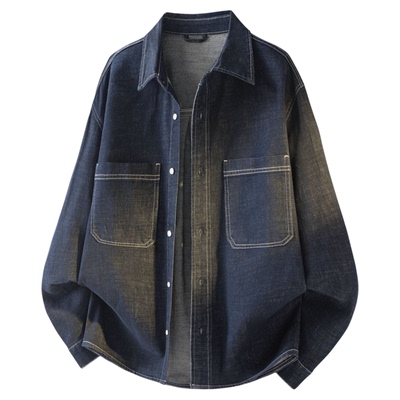 美式复古莱塞尔亚麻混纺牛仔衬衫