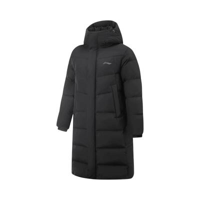 滔搏LI-NING李宁男子长款保暖运动休闲羽绒服黑色外套AYMV217-2