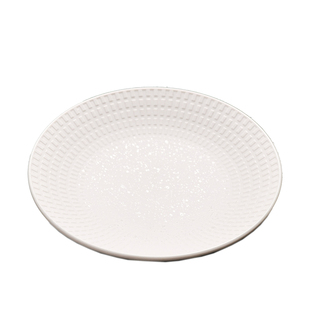 酒店简约轻奢创意纯白陶瓷菜汤盘方格深盘高级感圆盘餐具餐盘