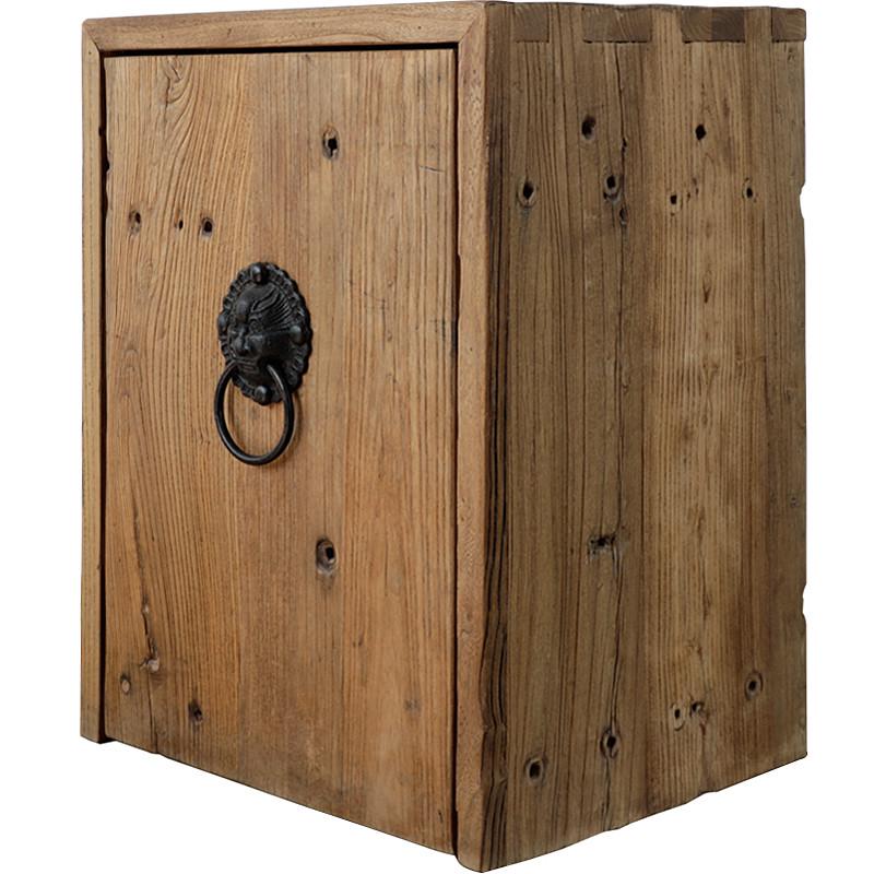 古朴实木茶水柜简约现代原木小餐边收纳台架新中式家具老榆木角柜