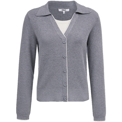 ONLY正肩翻领撞色长袖针织衫