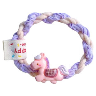 卡通布标可爱小马发圈少女心高弹力麻花皮筋情侣闺蜜百搭发饰头绳