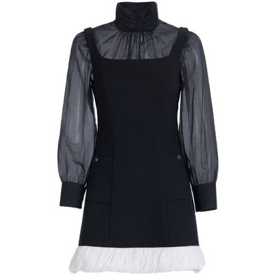 黑吊带背心连衣裙两件套网纱裙