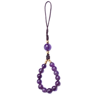 高级天然紫水晶串珠链手腕手机挂件文艺精致中国风指环复古挂绳女