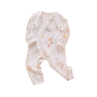 新生婴儿衣服a类纯棉秋衣小月龄女宝宝打底贴身薄款包屁连体睡衣