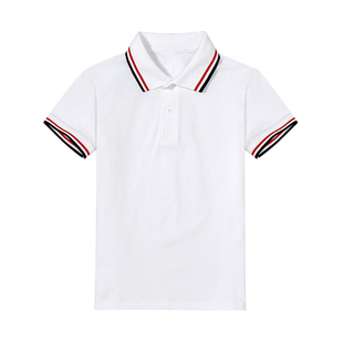 儿童保罗polo衫男童纯棉白色女童短袖英伦风春装中小学生校服t恤