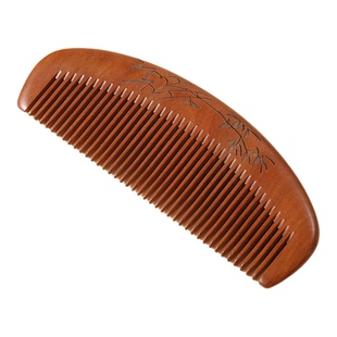 素木会心 老料桃木梳子 小巧 木头梳子  雕花 竹语 整木料