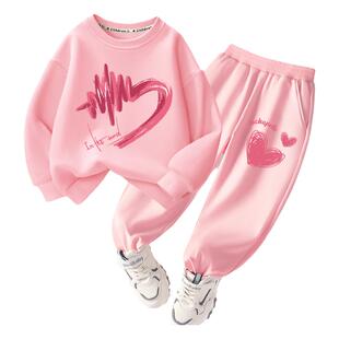 拉夏贝尔女童春秋卫衣套装2026新款儿童运动春装大童女孩洋气衣服