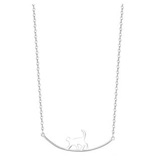 S925纯银温柔猫咪项链女2025新款高级感轻奢小众设计锁骨链颈链