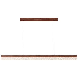 箭牌中古风胡桃木色餐厅吊灯2026新款复古风餐厅灯一字长条护眼灯