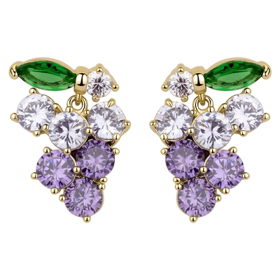 caromay紫色小葡萄精致小巧耳钉