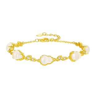 周大生福禄连连葫芦手链纯银国潮玉髓手饰高级感生日礼物送女友