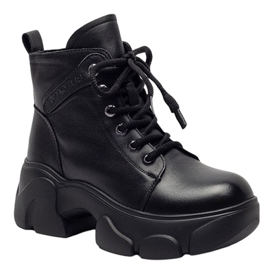 原创设计加厚羊毛真皮松糕跟短靴