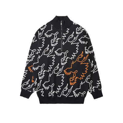 韦恩泽维尔套头高领提花毛衣合体